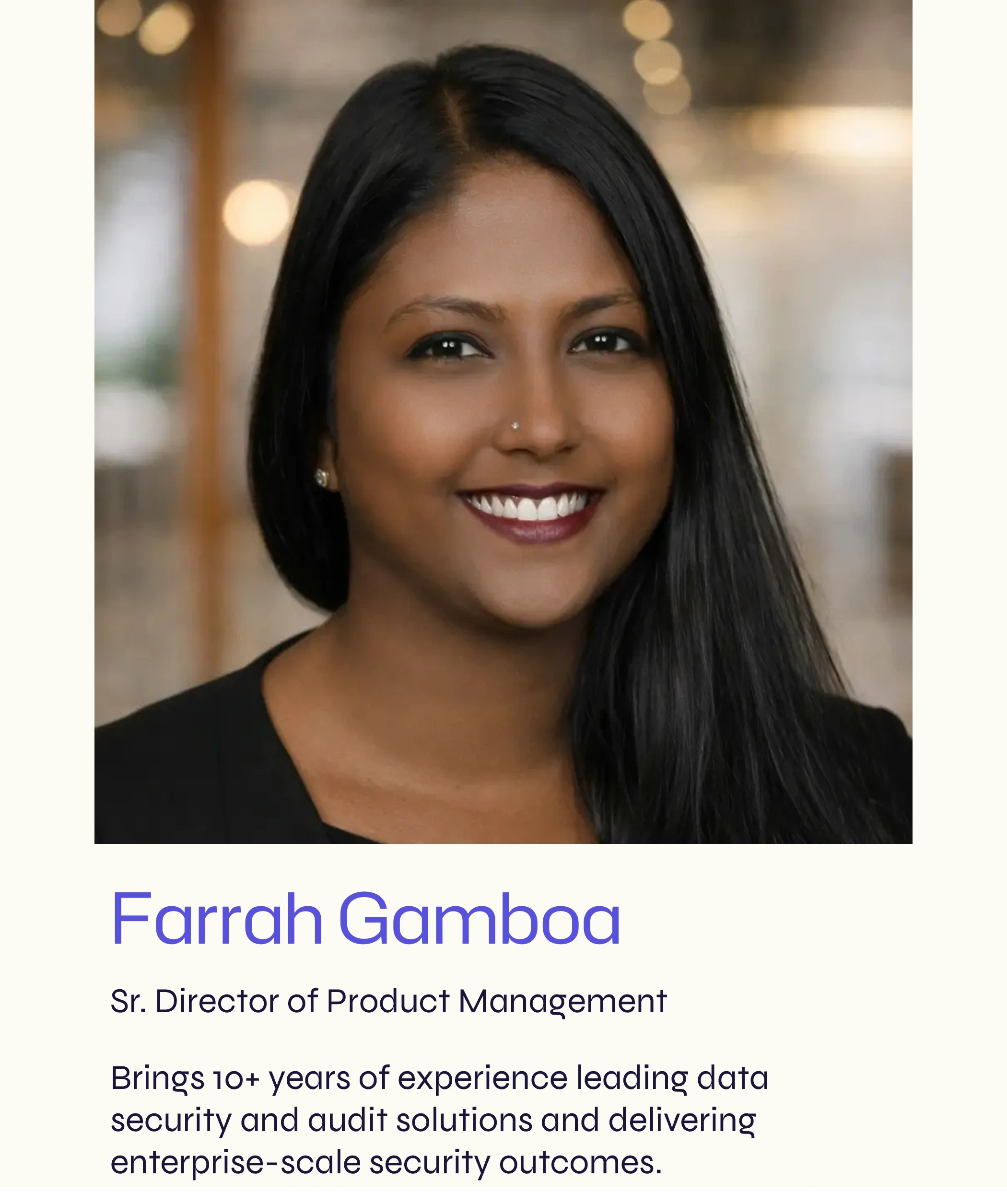 Farrah gamboa sr director of product management