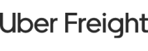 A black and white logo for uber freight on a black background