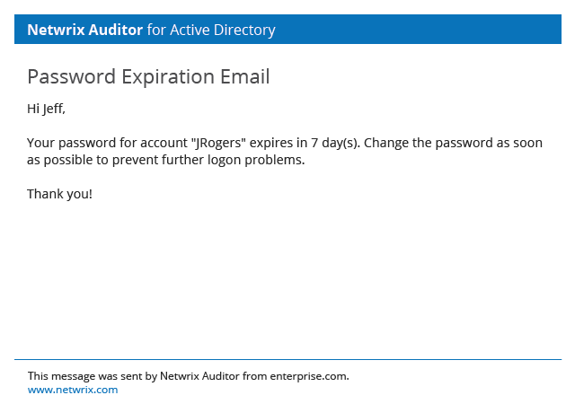 A networkix auditor for active directory password expiration email