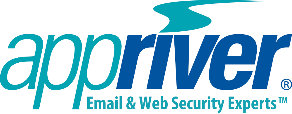 Um logotipo azul e branco para especialista em segurana de email e web aporver
