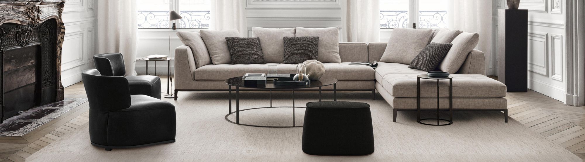 『B&BItalia 』ビーアンドビー イタリア クッション クッションカバー P&C Online Shop リネンフリルクッションカバー【ブルーグレー