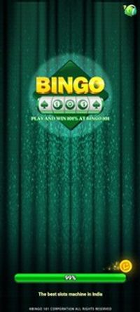Bingo 101 Welcome Screen