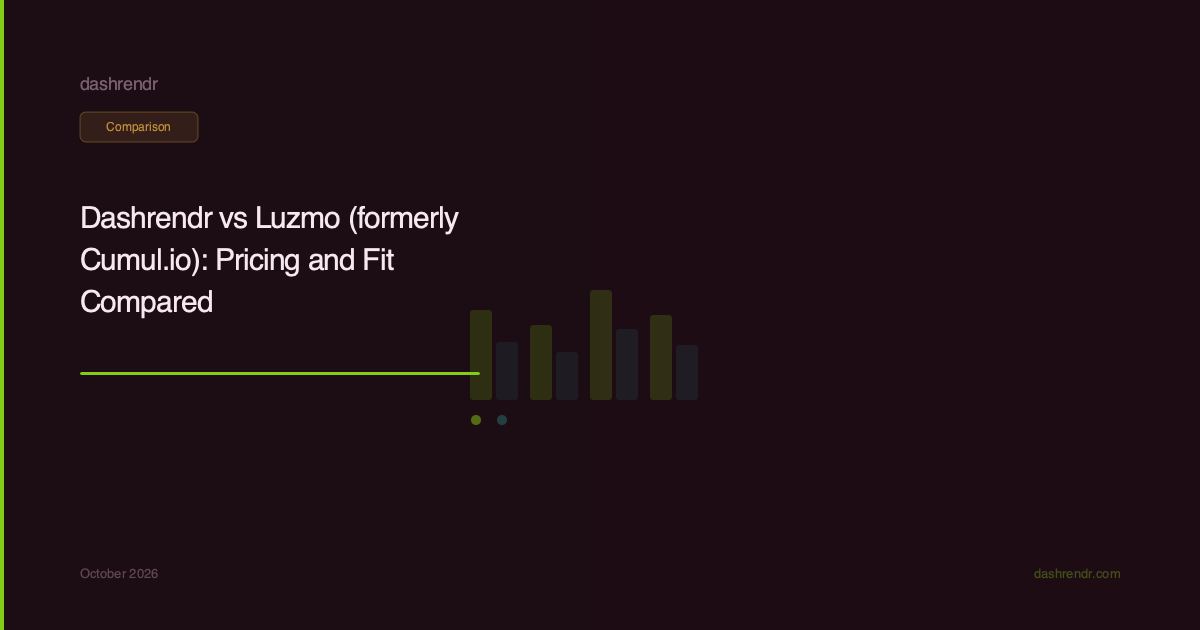 Dashrendr vs Luzmo (formerly Cumul.io): Pricing and Fit Compared