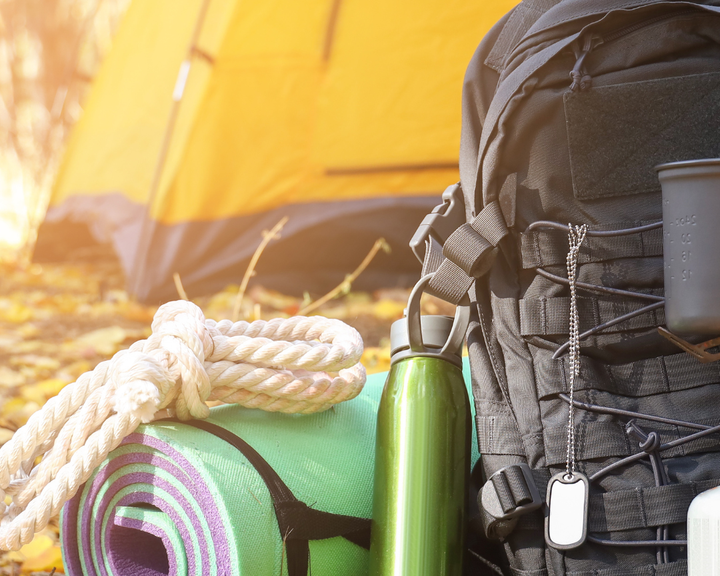 Foto de uma mochila de emergência