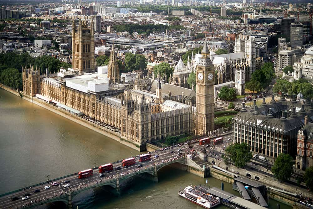 Vista do Big Ben e Parlamento Britânico na London Eye