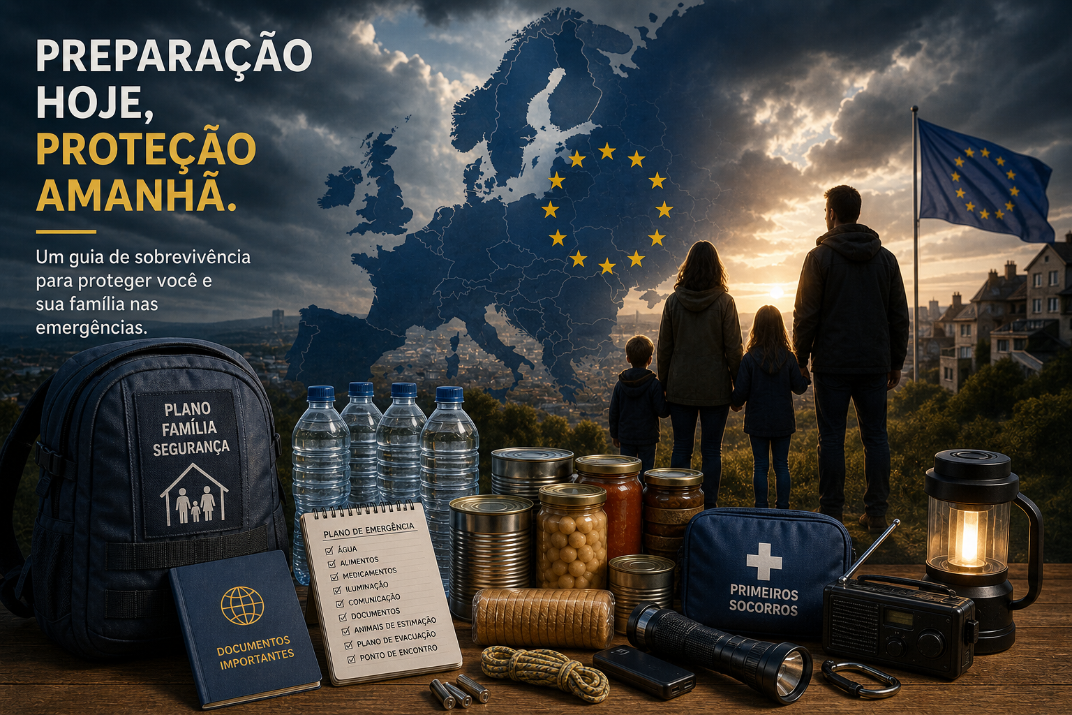 Preparação de itens básicos pra um plano de emergência pra famílias na Europa
