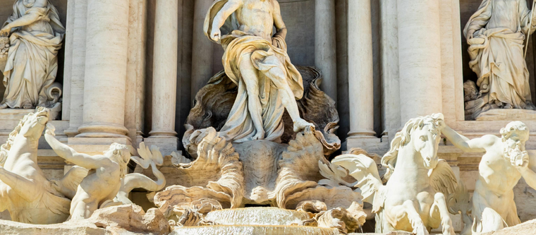 Detalhes da Arquitetura da Fontana de Trevi em Roma