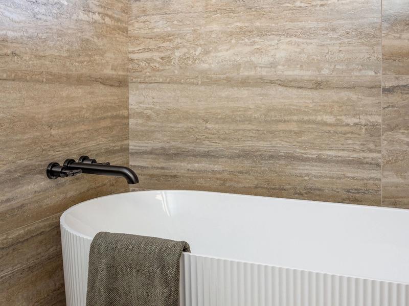 luxury home bathroom shower glass enclosure modern tile design Benloch Ranch custom home Utah