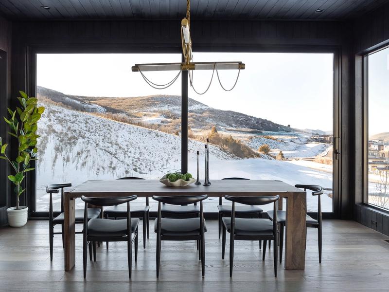mountain modern home exterior stone wood facade multi-level architecture Benloch Ranch hillside Utah
