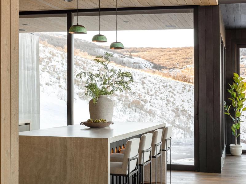Benloch Ranch Lot 112 hallway wood accent wall modern lighting luxury home interior Utah