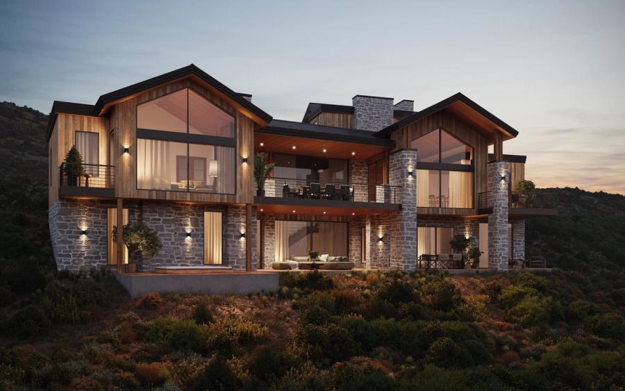 Rear gables of a SkyRidge custom home in the Jordanelle corridor