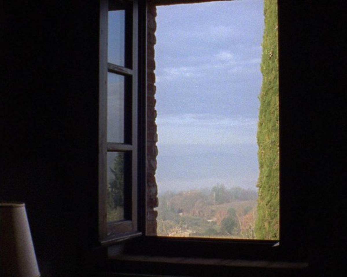 Paesaggio da una finestra aperta