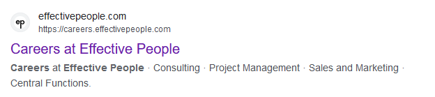 Example of a Google Search for “Careers Effective People” 