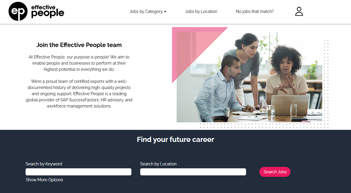 Example: Effective People Career Site Home Page