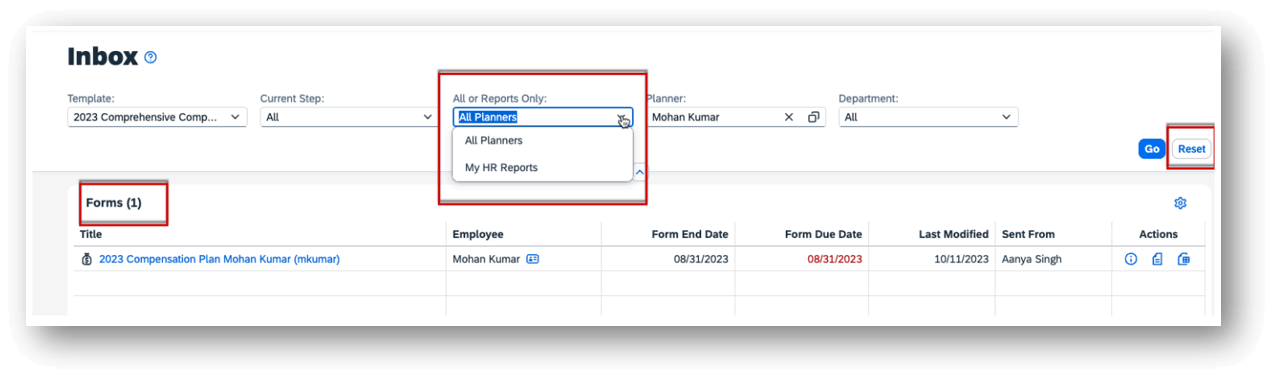 Enhancements to the latest My Forms Page