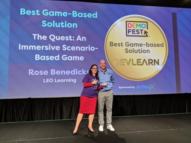 Rose Benedicks receiving Best game-based Solution award