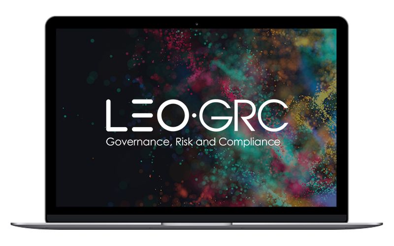 LEO GRC logo in laptop 