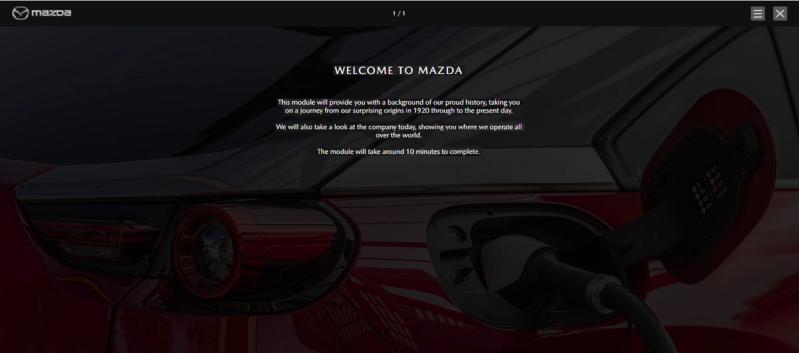 A screenshot of eLearning created for Mazda by LEO Learning