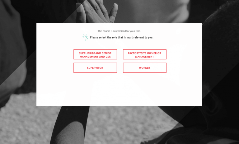 The modern slavery eLearning courses feature a role filter