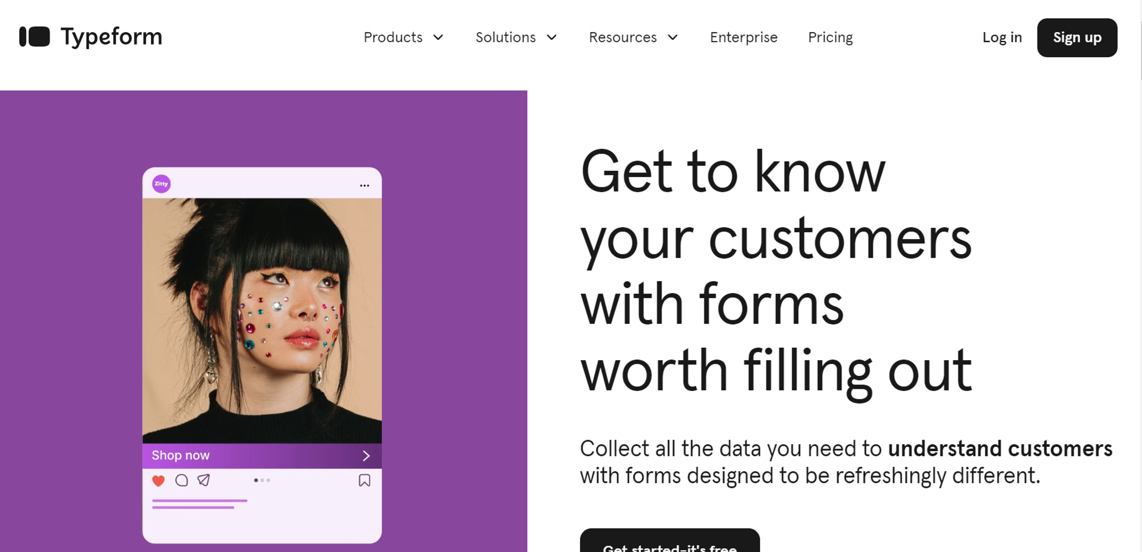 This is a promotional landing page for Typeform