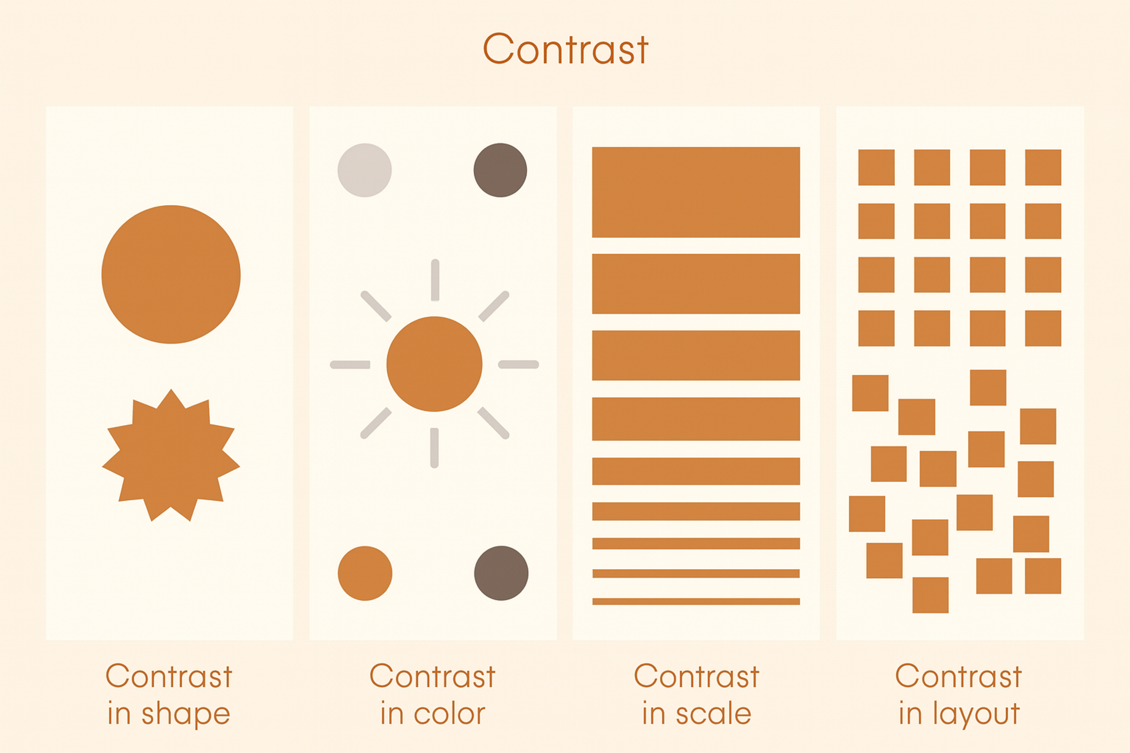 This image illustrates four types of contrast