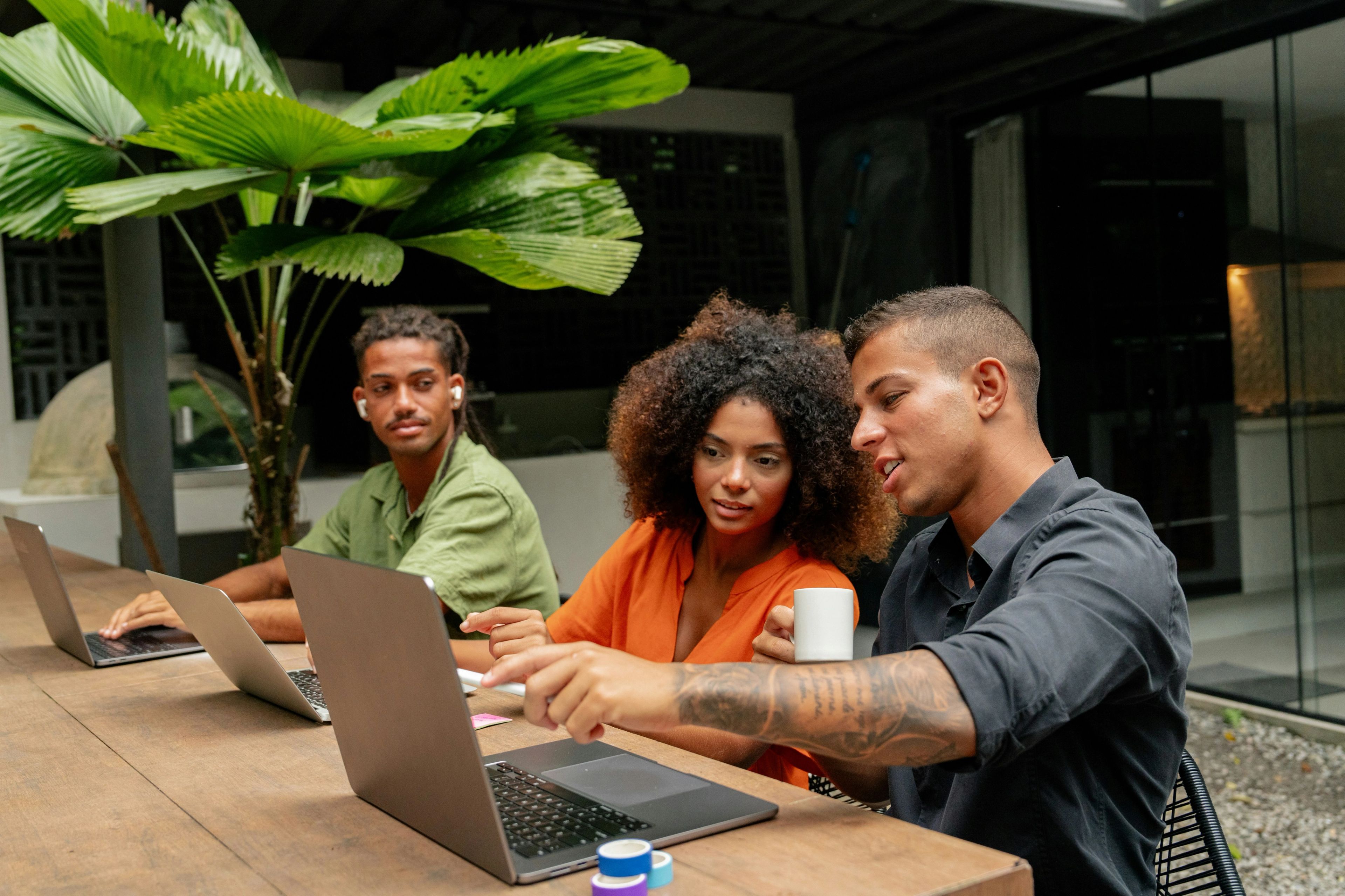 A team working in an open space