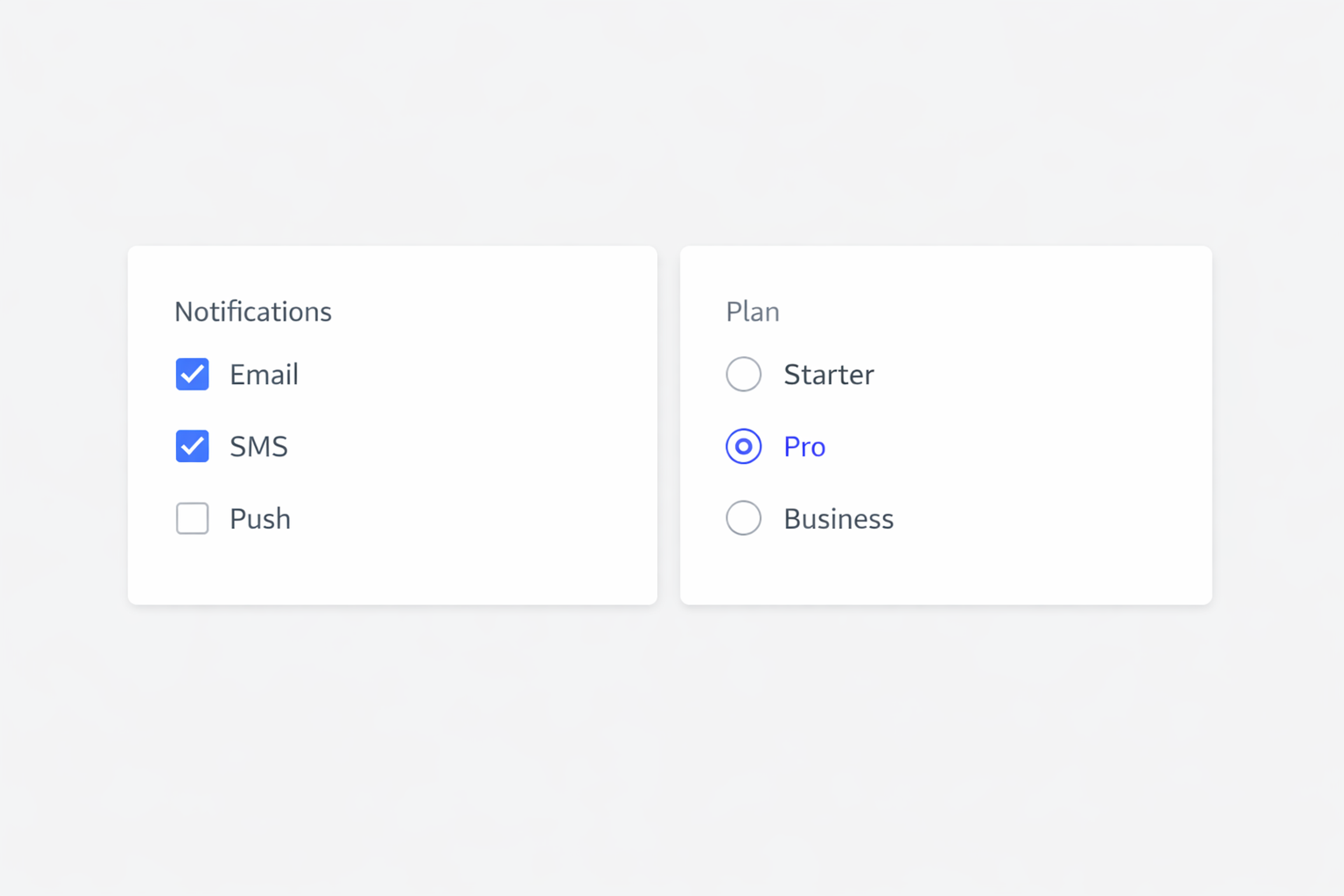 Checkboxes and Radio Buttons in UI