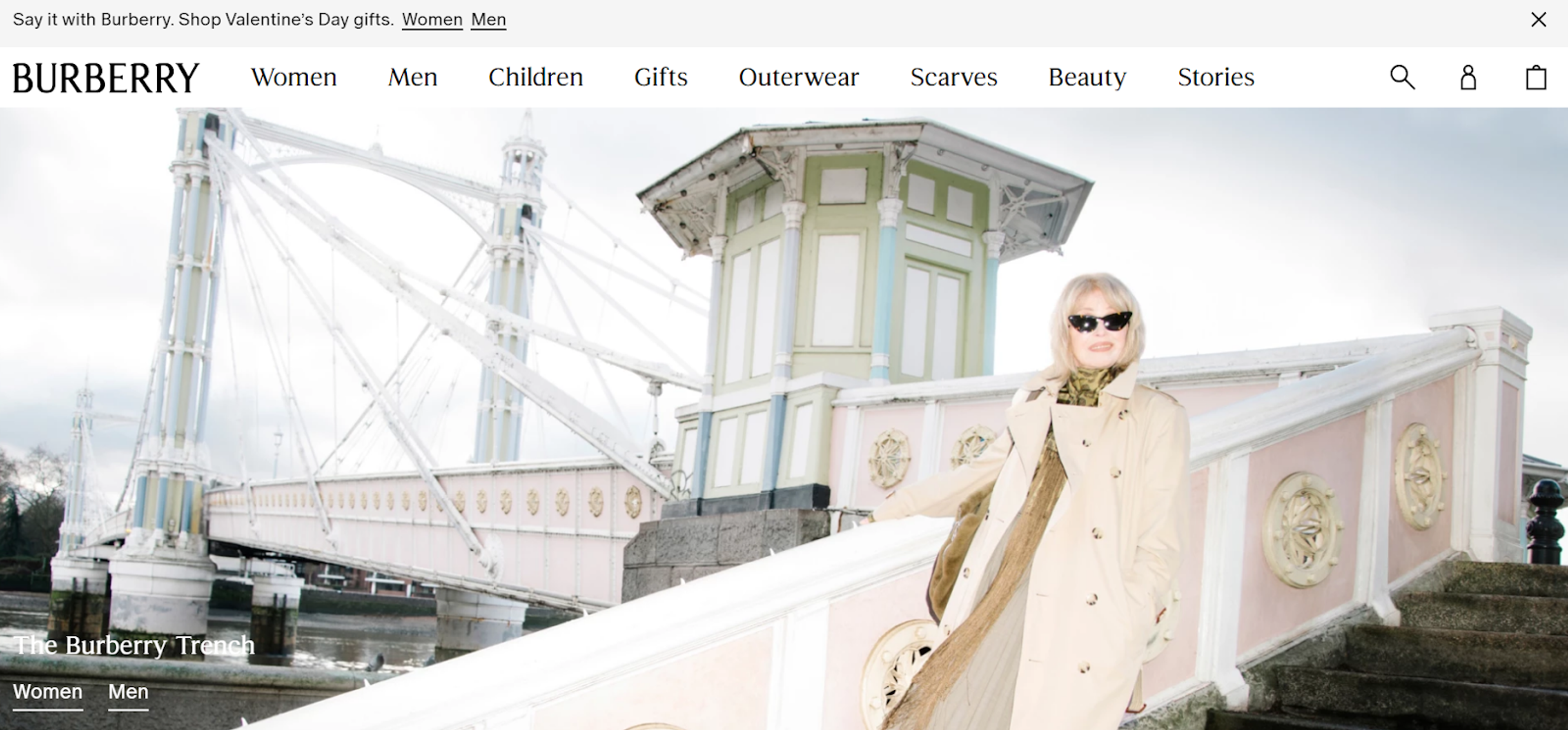 Burberry webpage