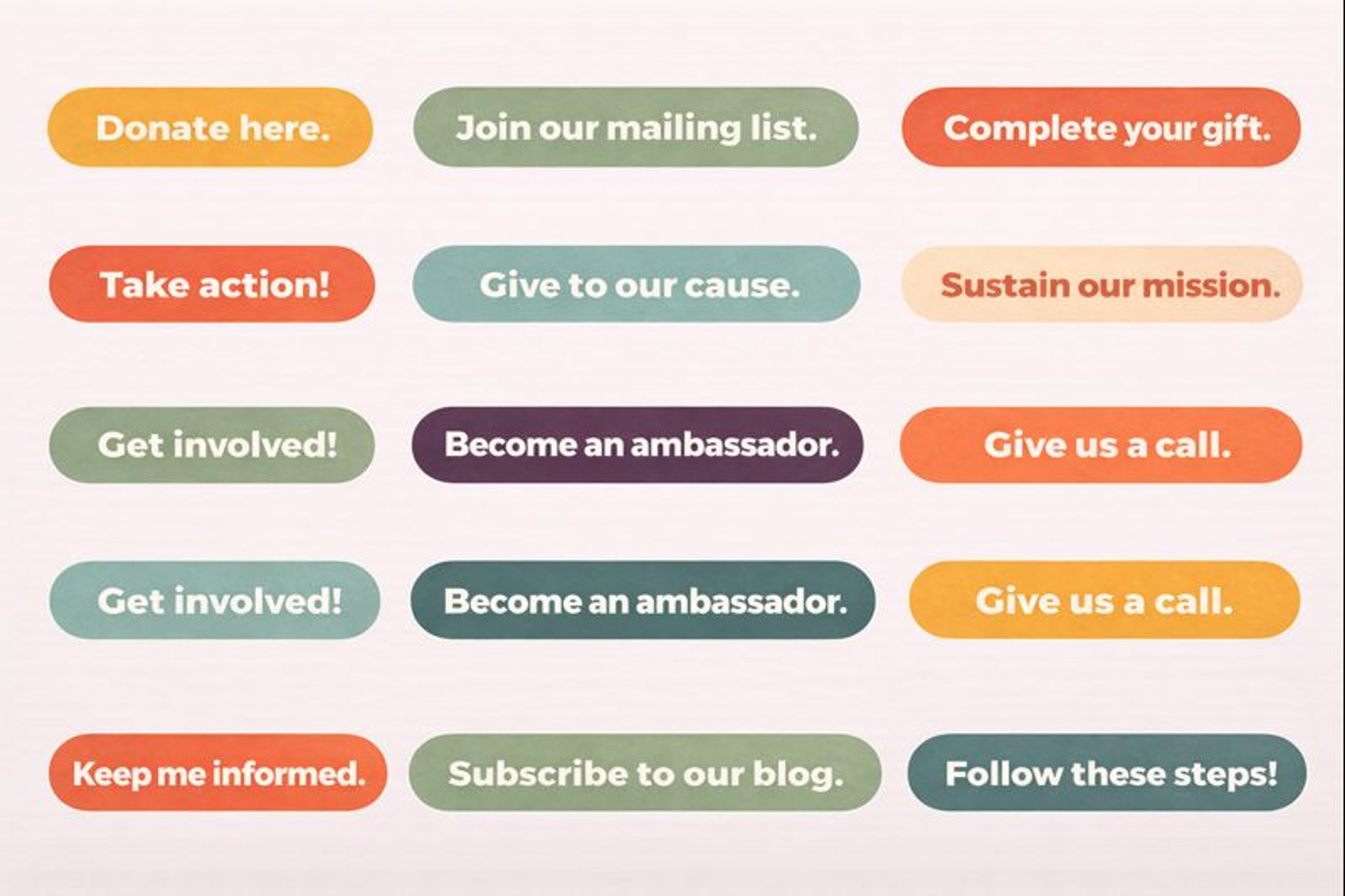 Colorful call-to-action buttons with various prompts