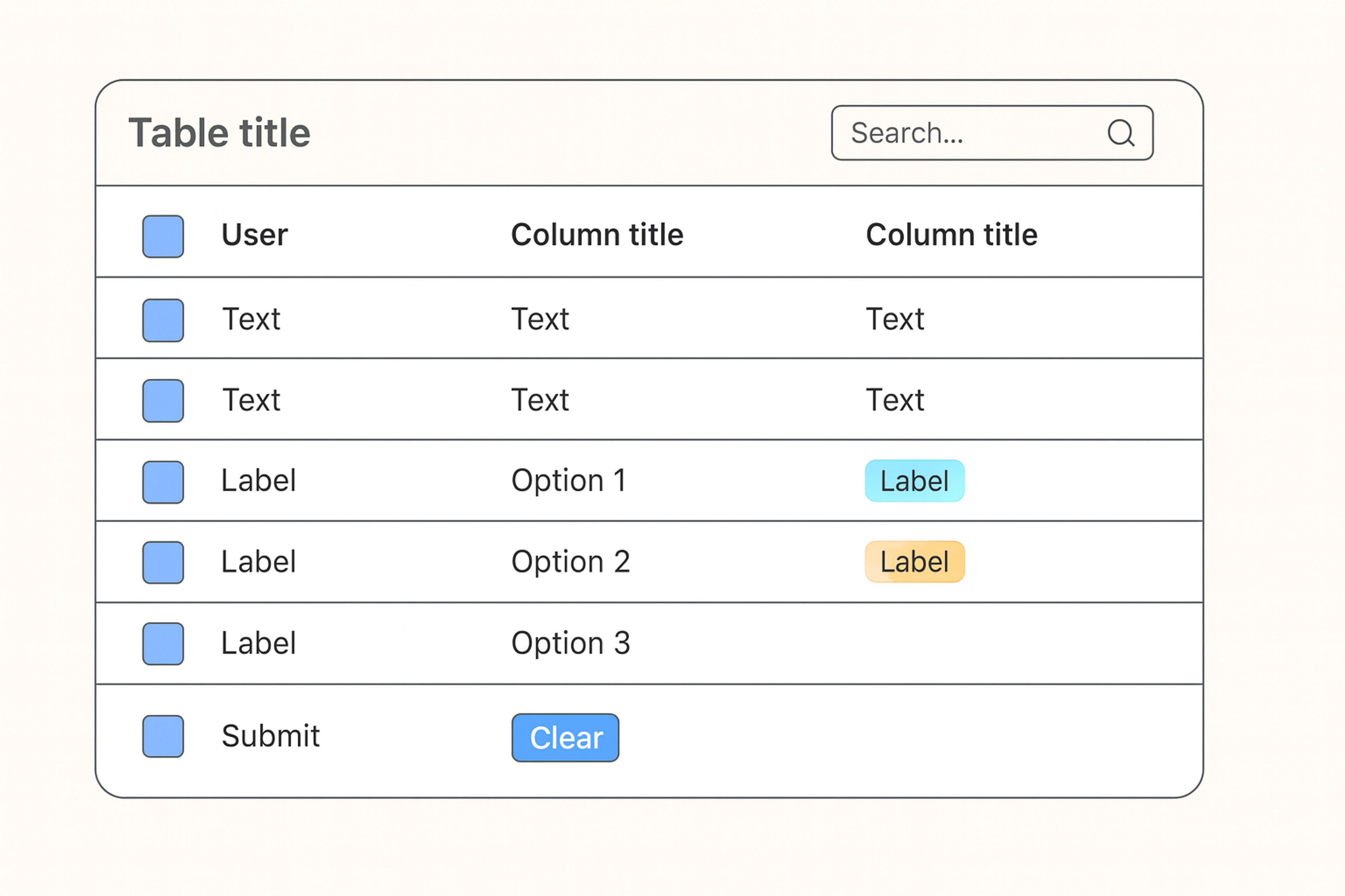 Table Layout Example