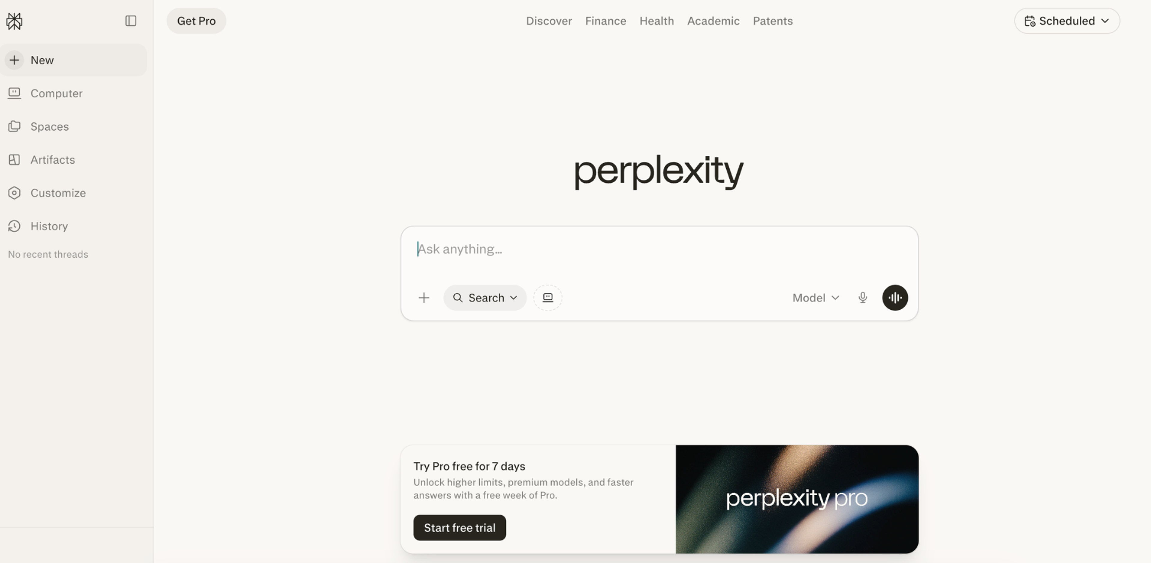 Perplexity Homepage