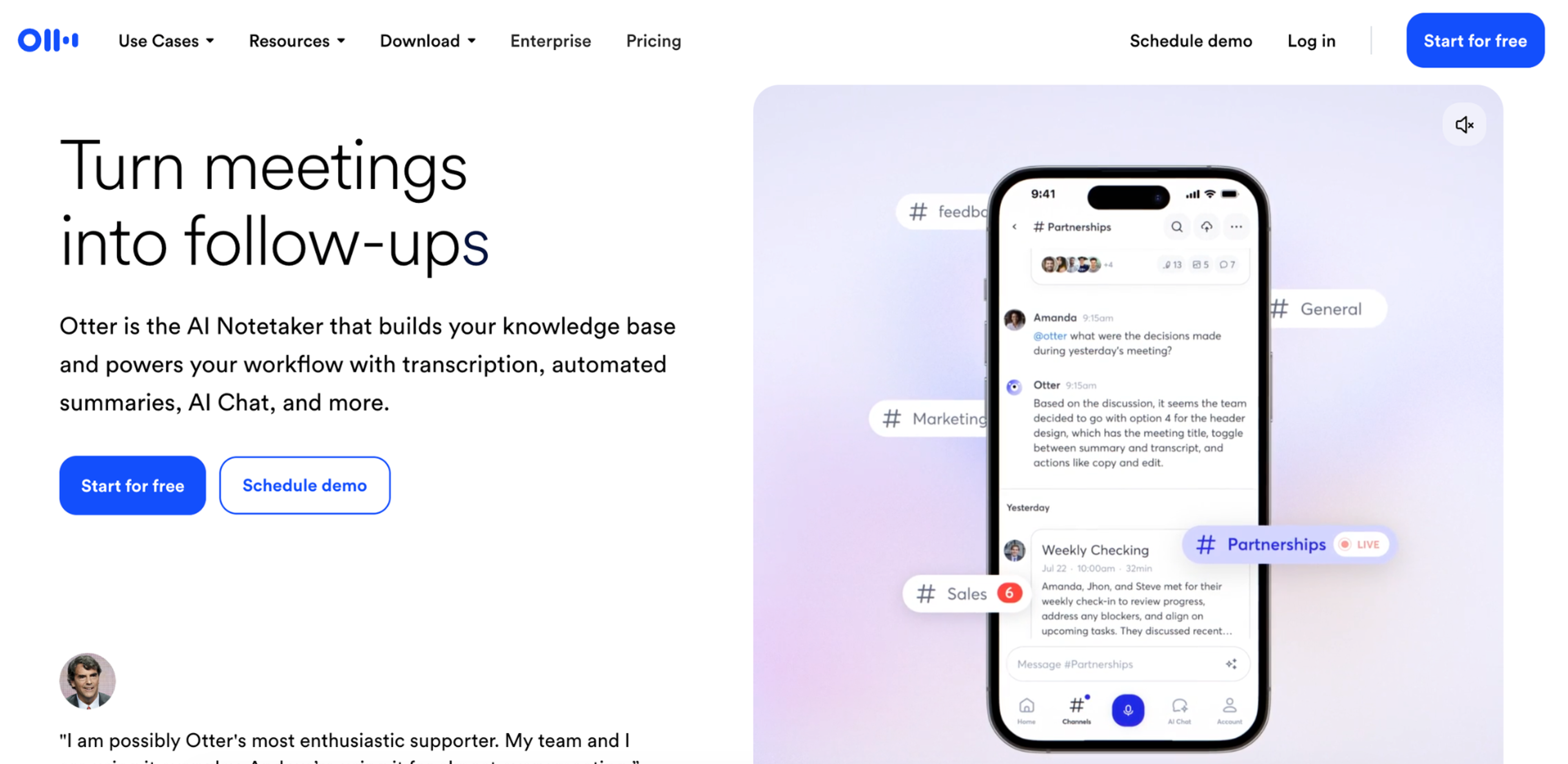 Otter AI Homepage