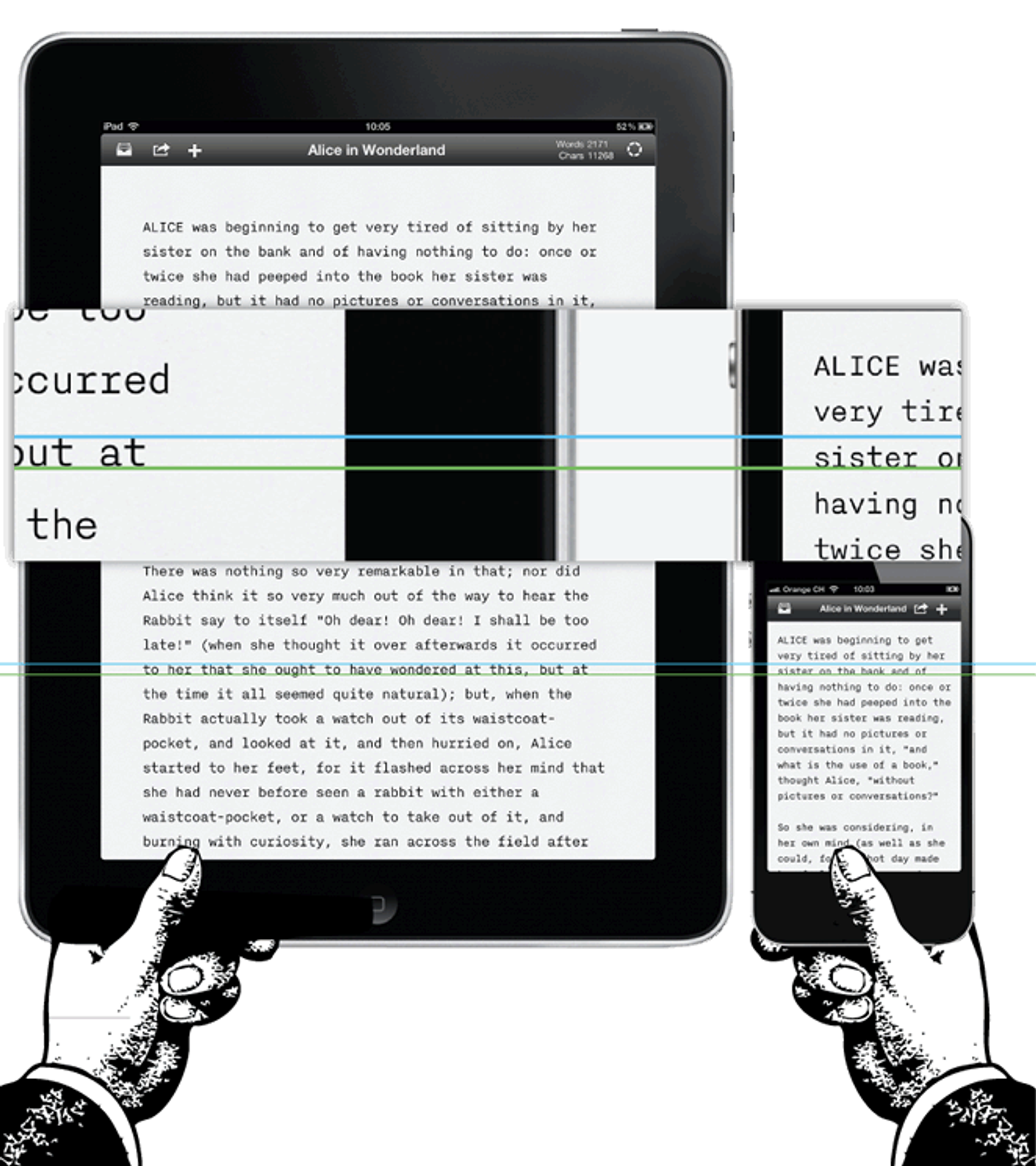 Comparison of text legibility and alignment across tablet and mobile devices