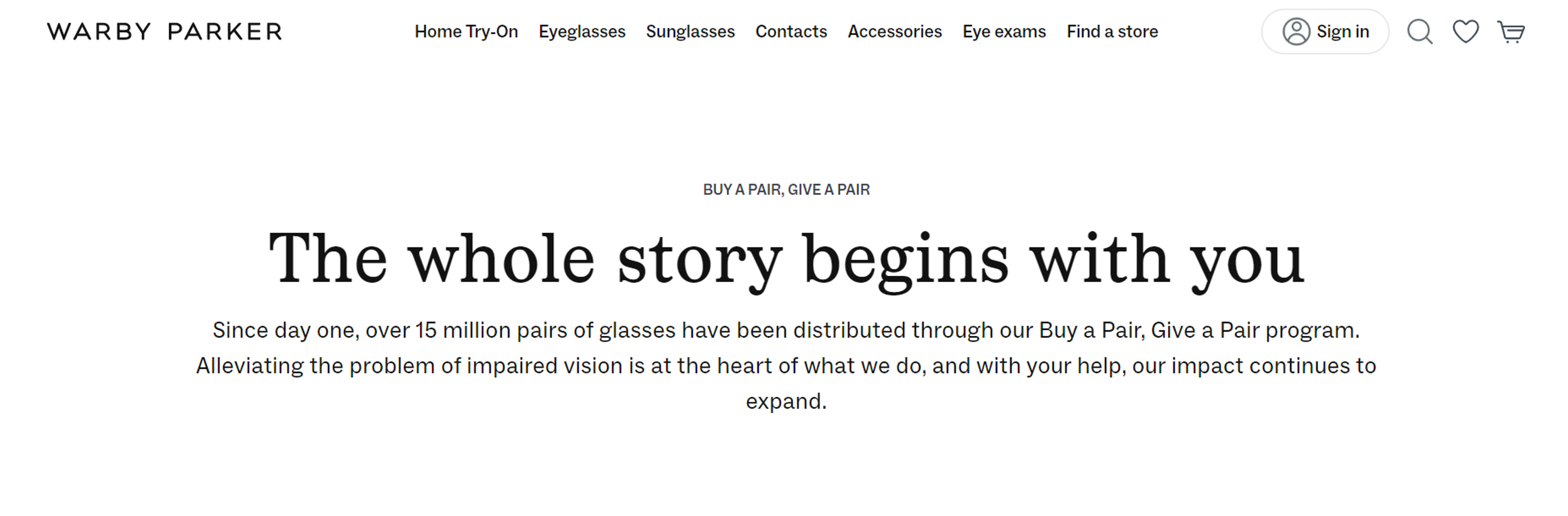 Impactful eyewear mission statement