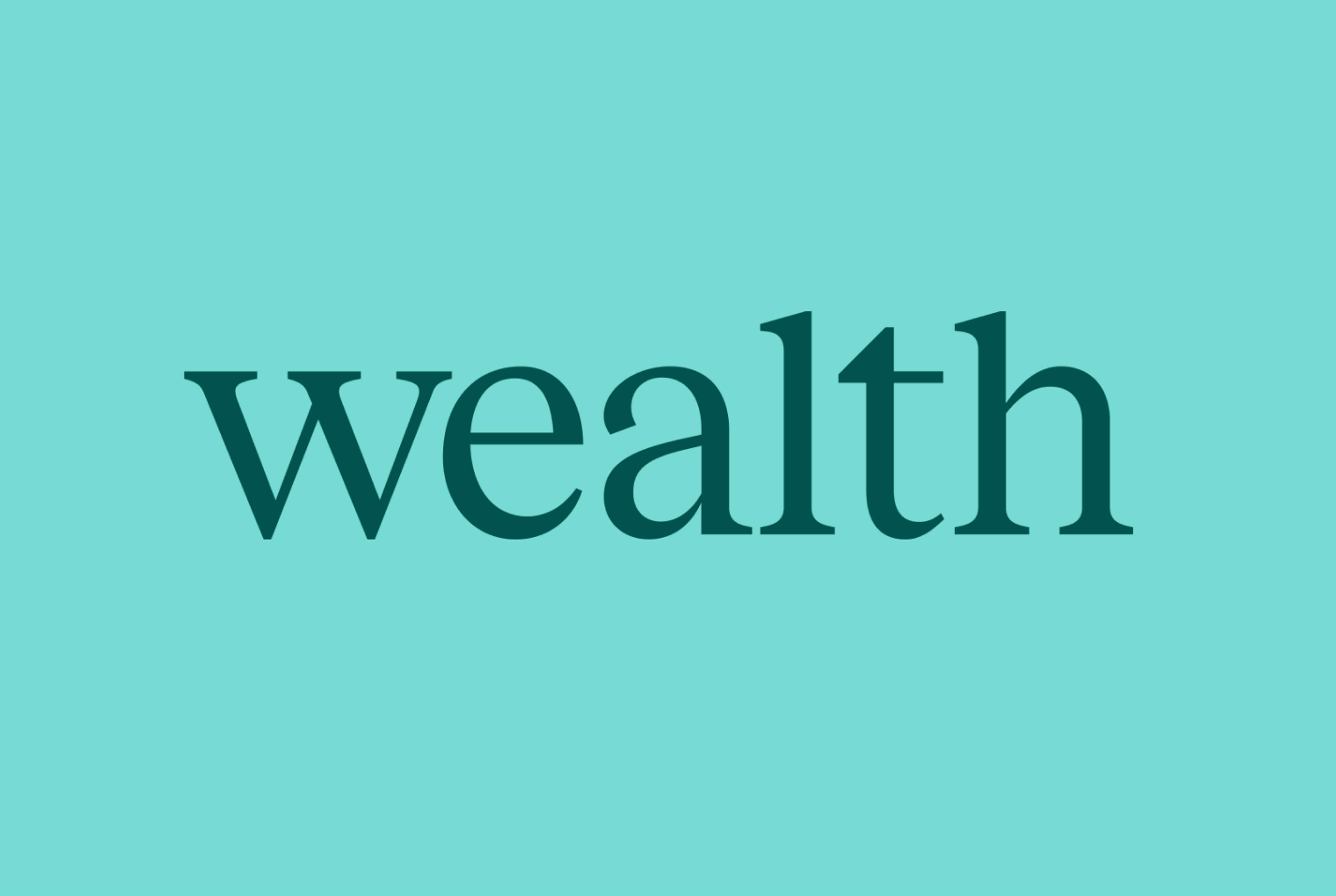 Wealth logo on a turquoise background