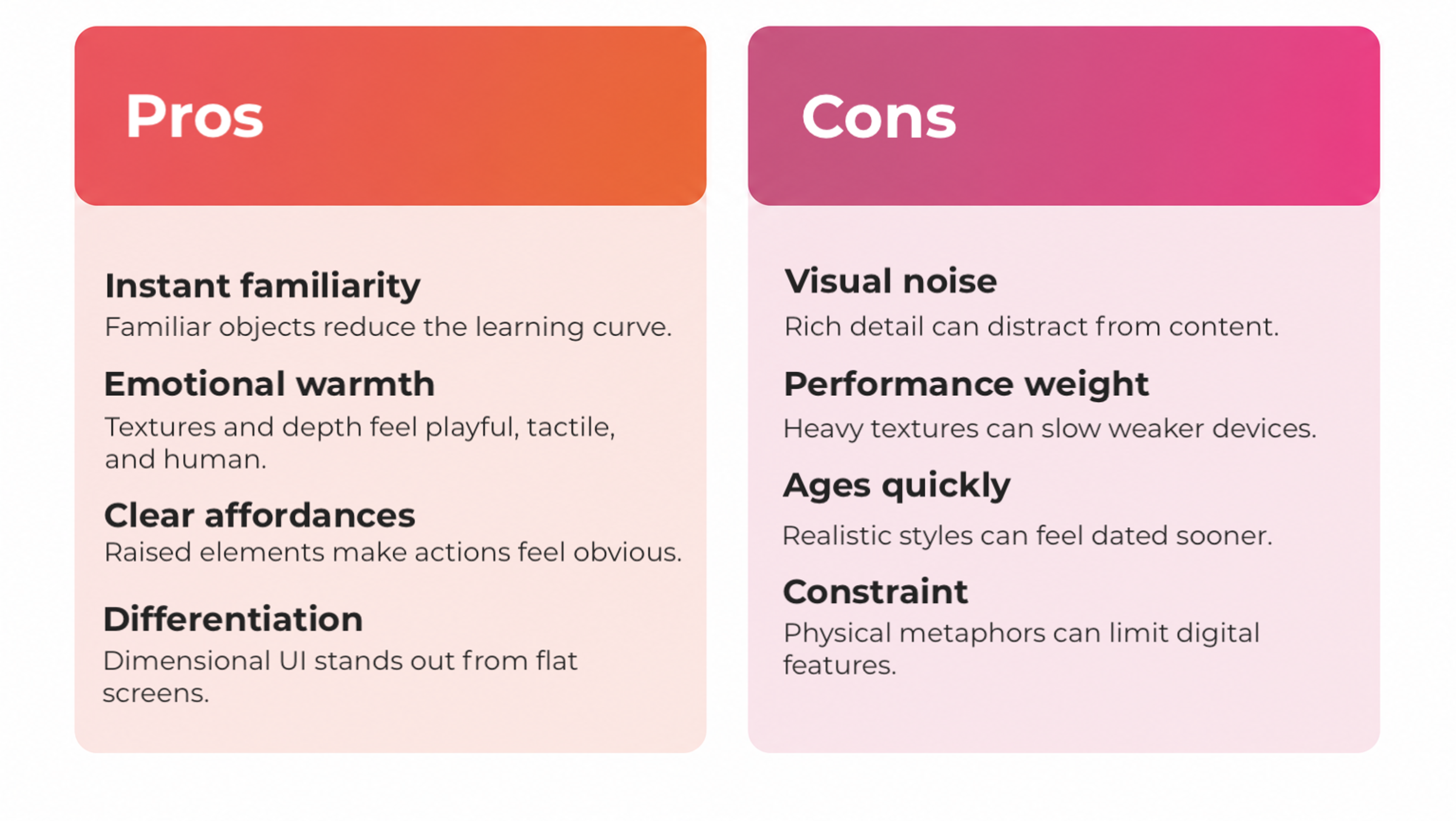 Pros and Cons of Skeuomorphic Design
