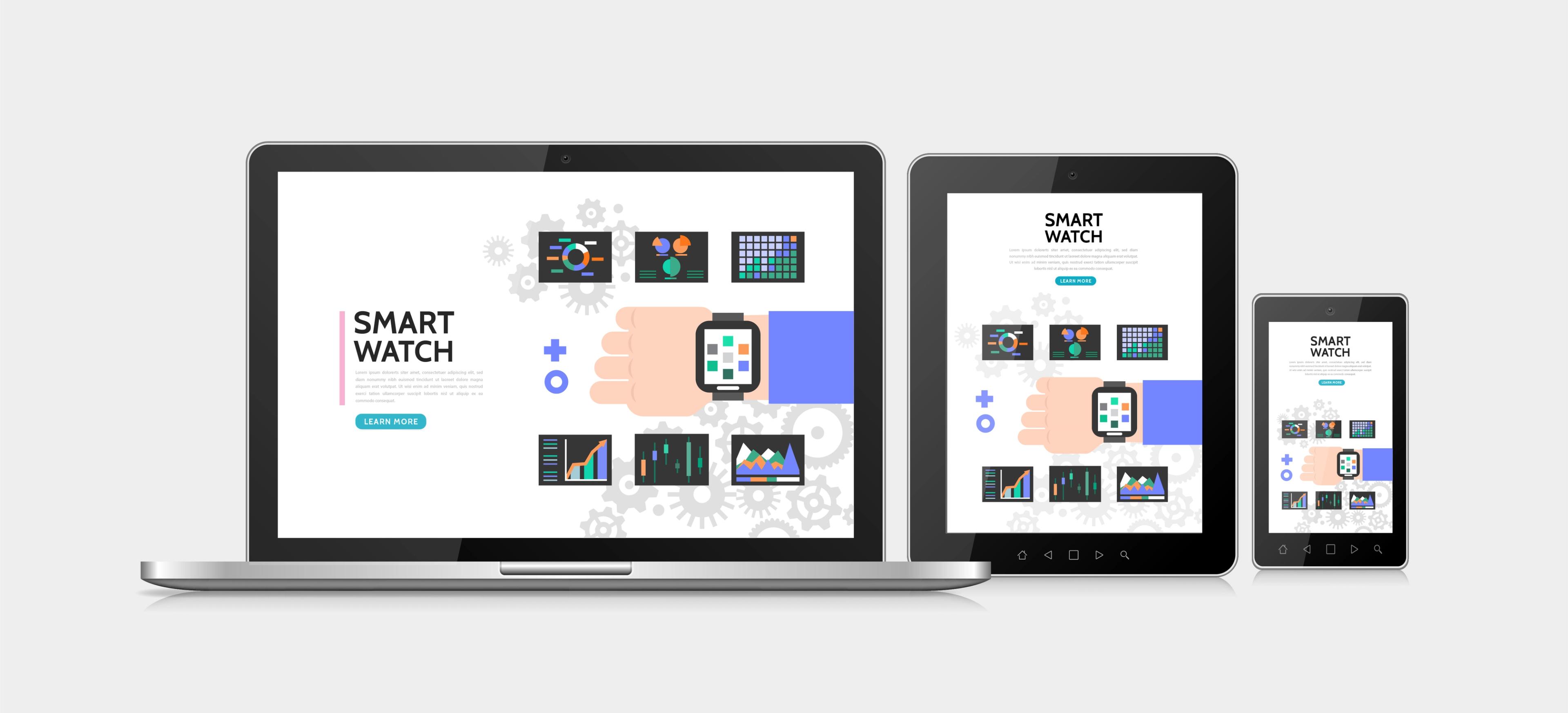 Elegant device mockups showcasing a website on multiple screens