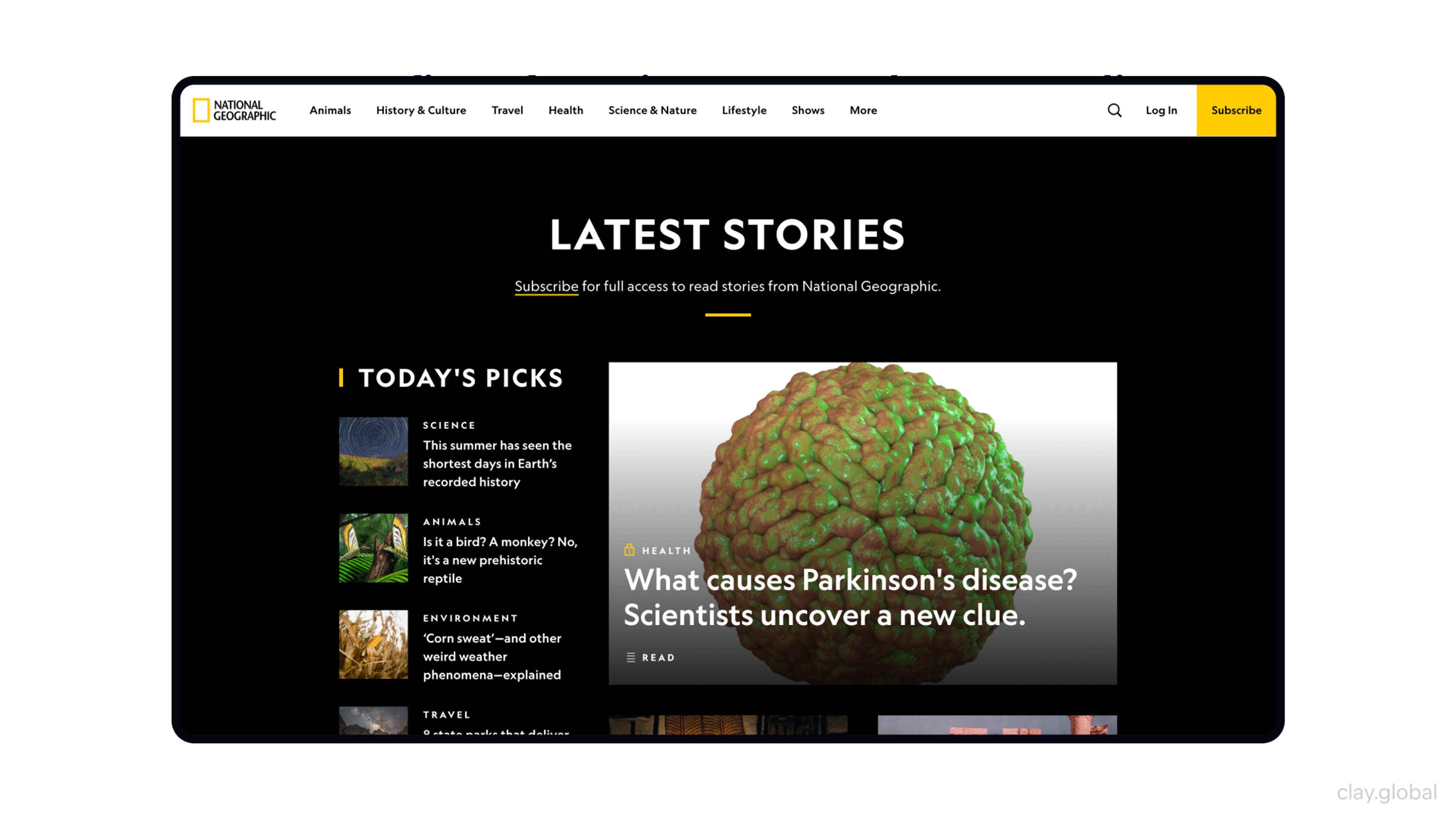 National Geographic webpage
