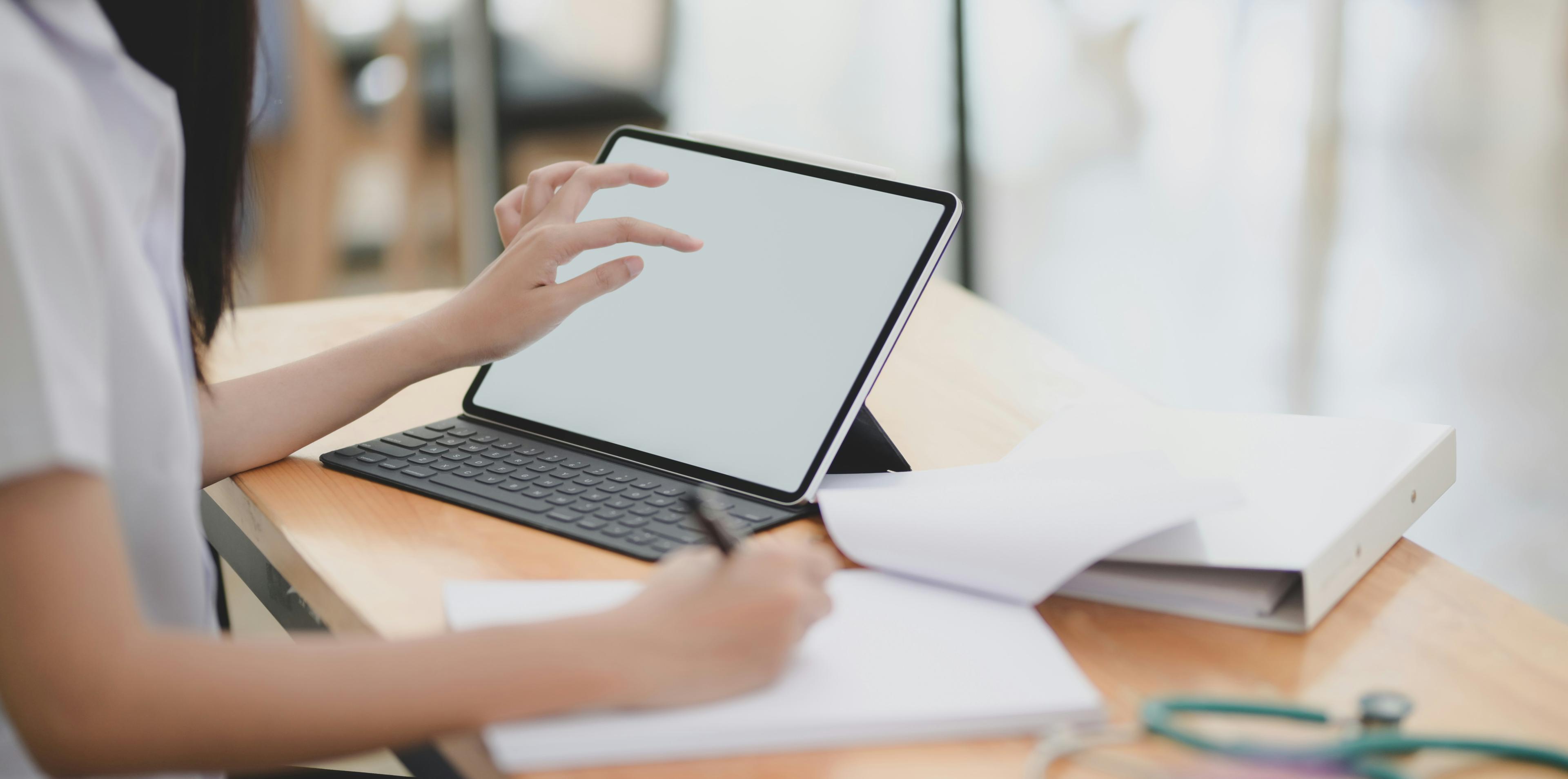 A girl using a tablet