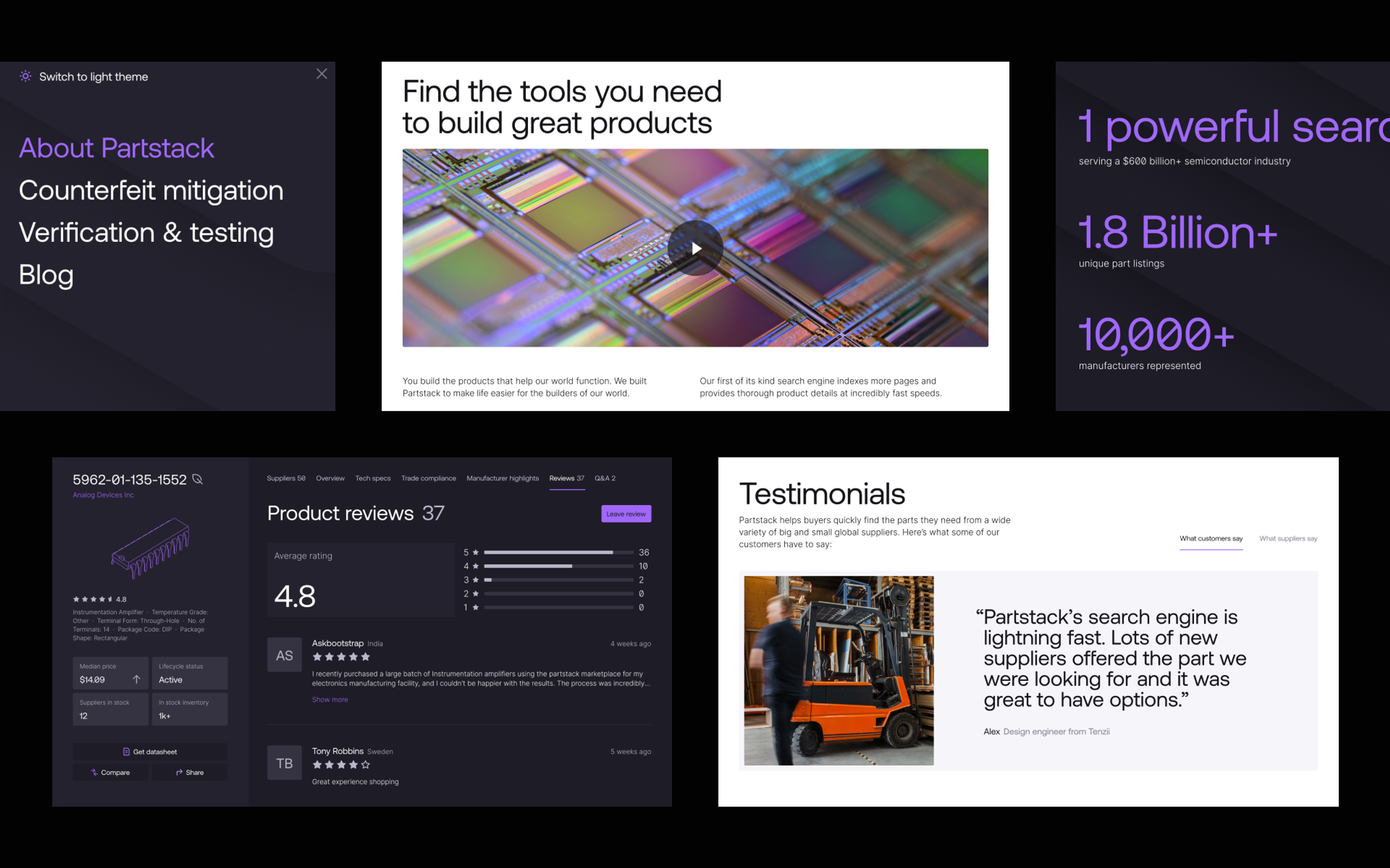 Partstack Website Screens