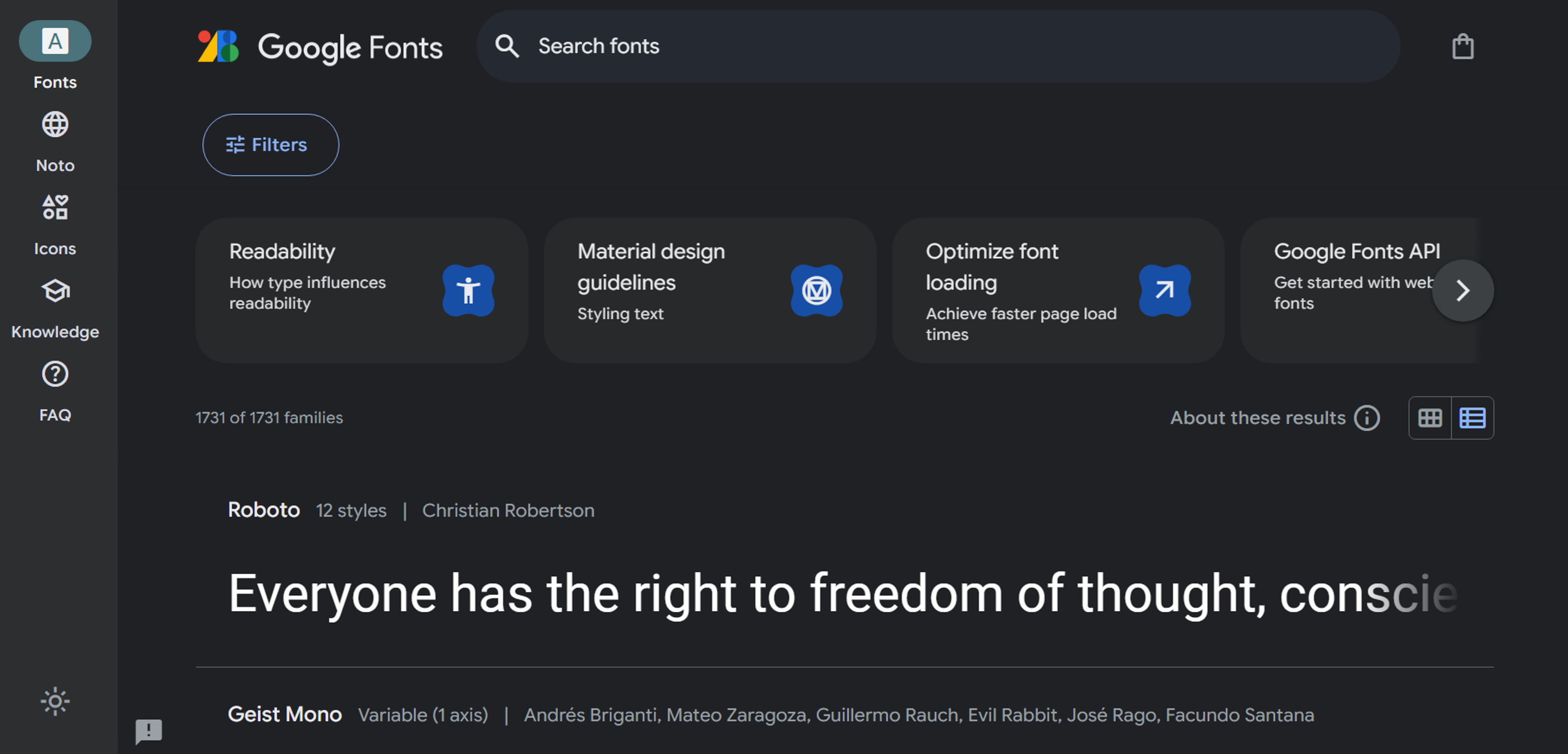 google fonts website