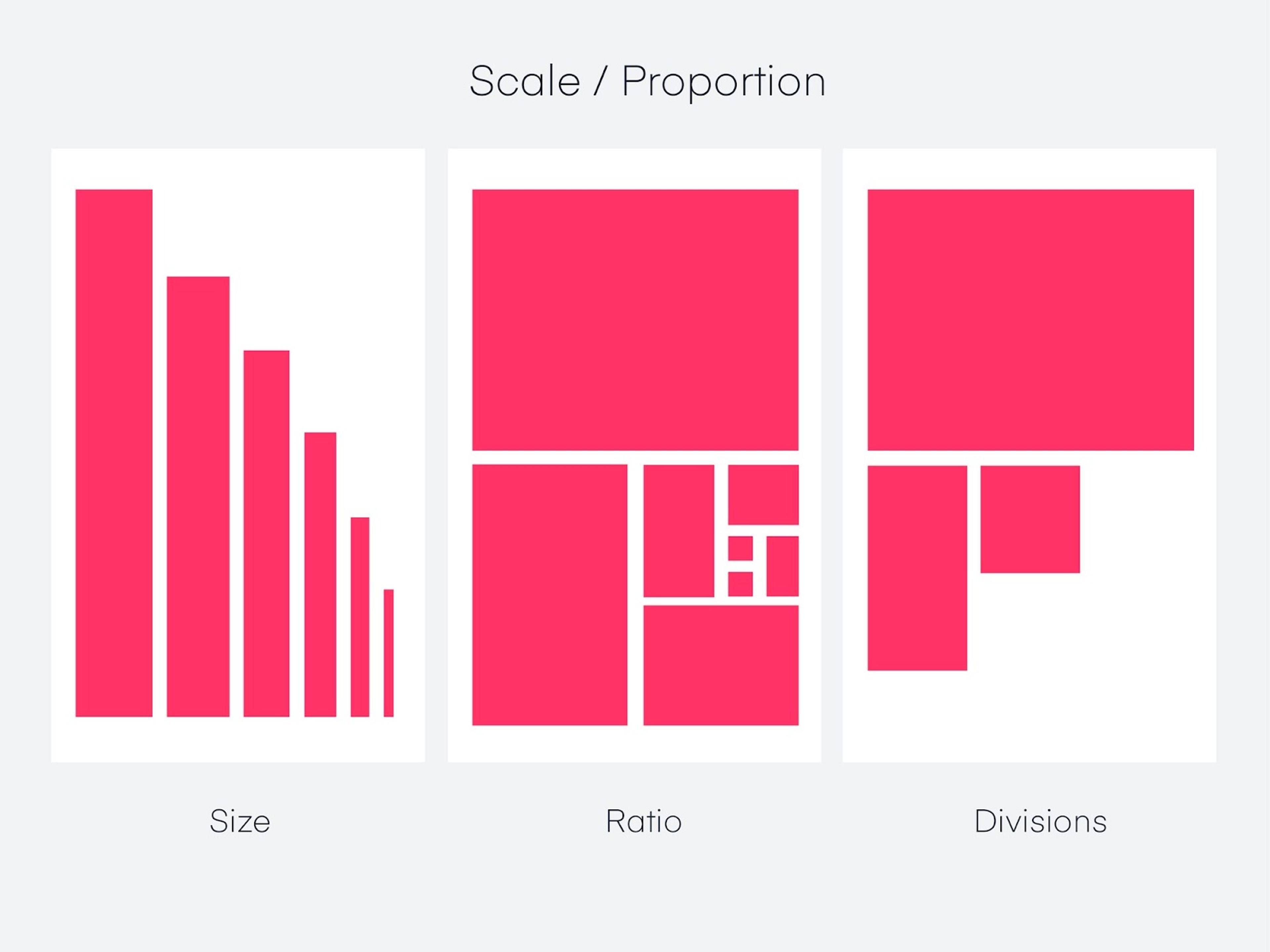 This image demonstrates scale and proportion through size, ratio, and divisions