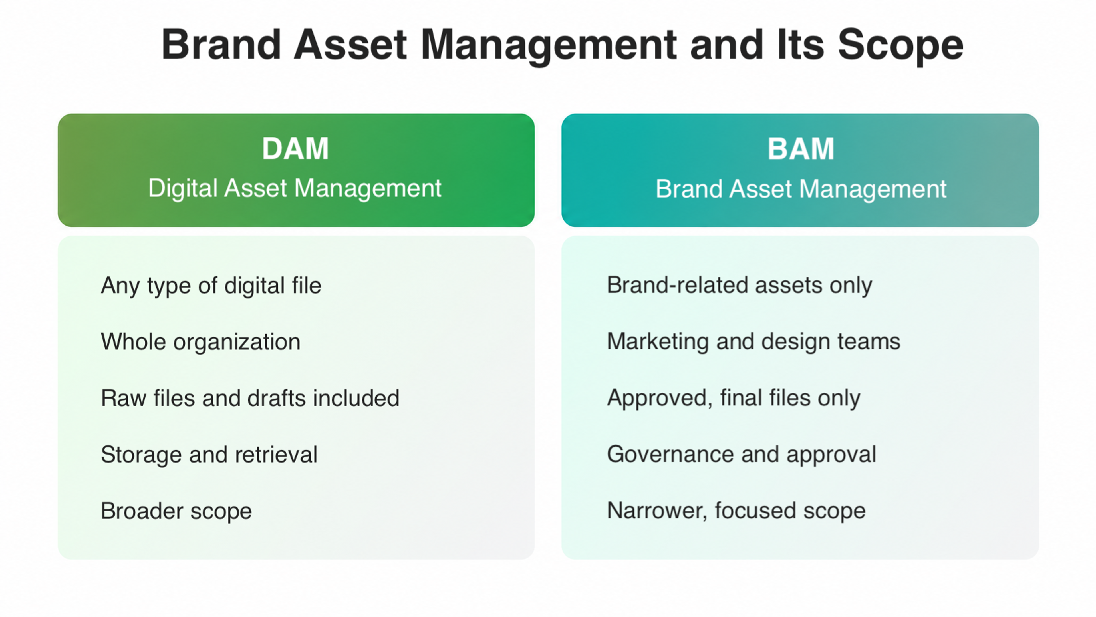 DAM and BAM compared