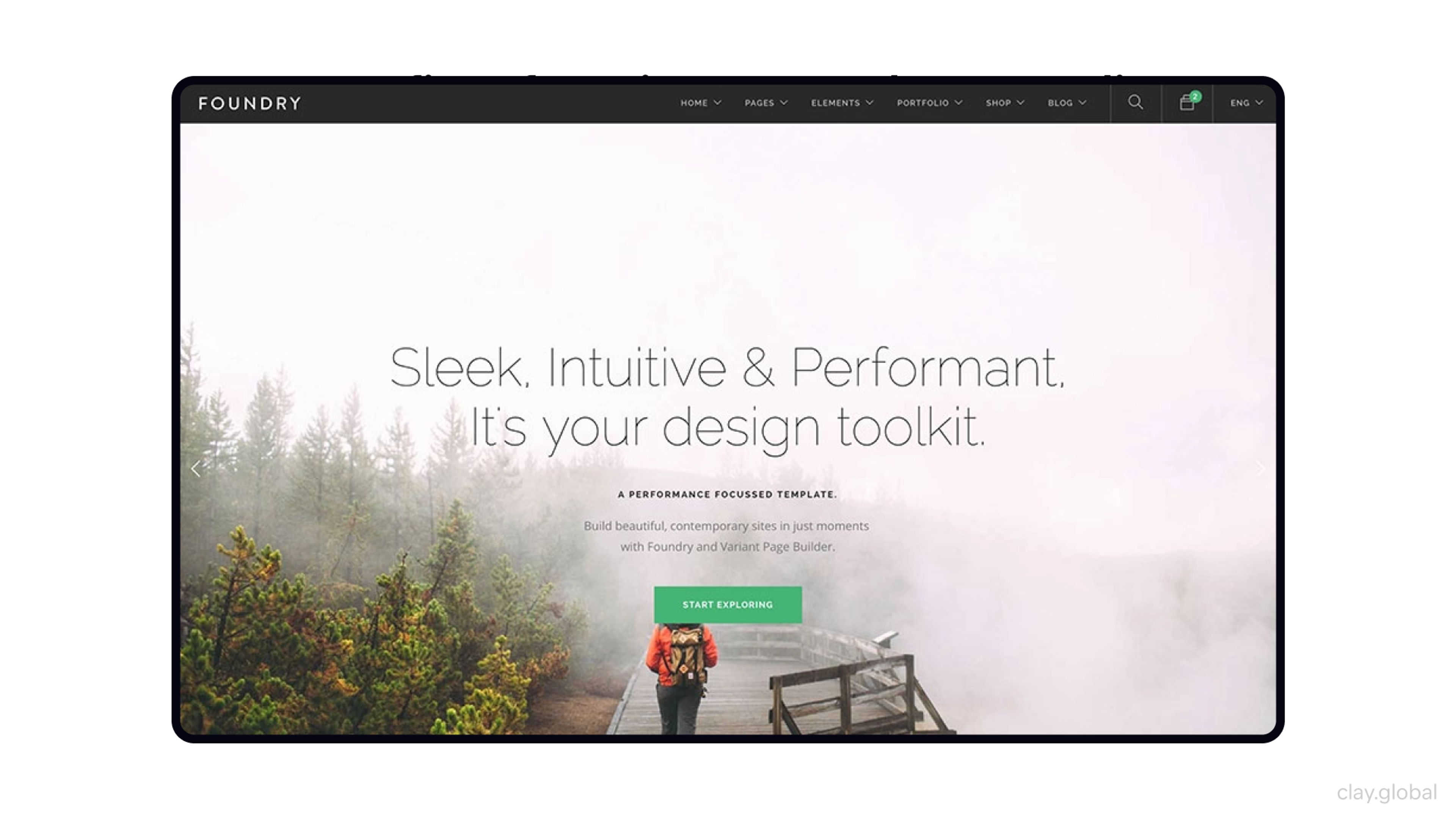 Modern website landing page with a nature-themed hero image