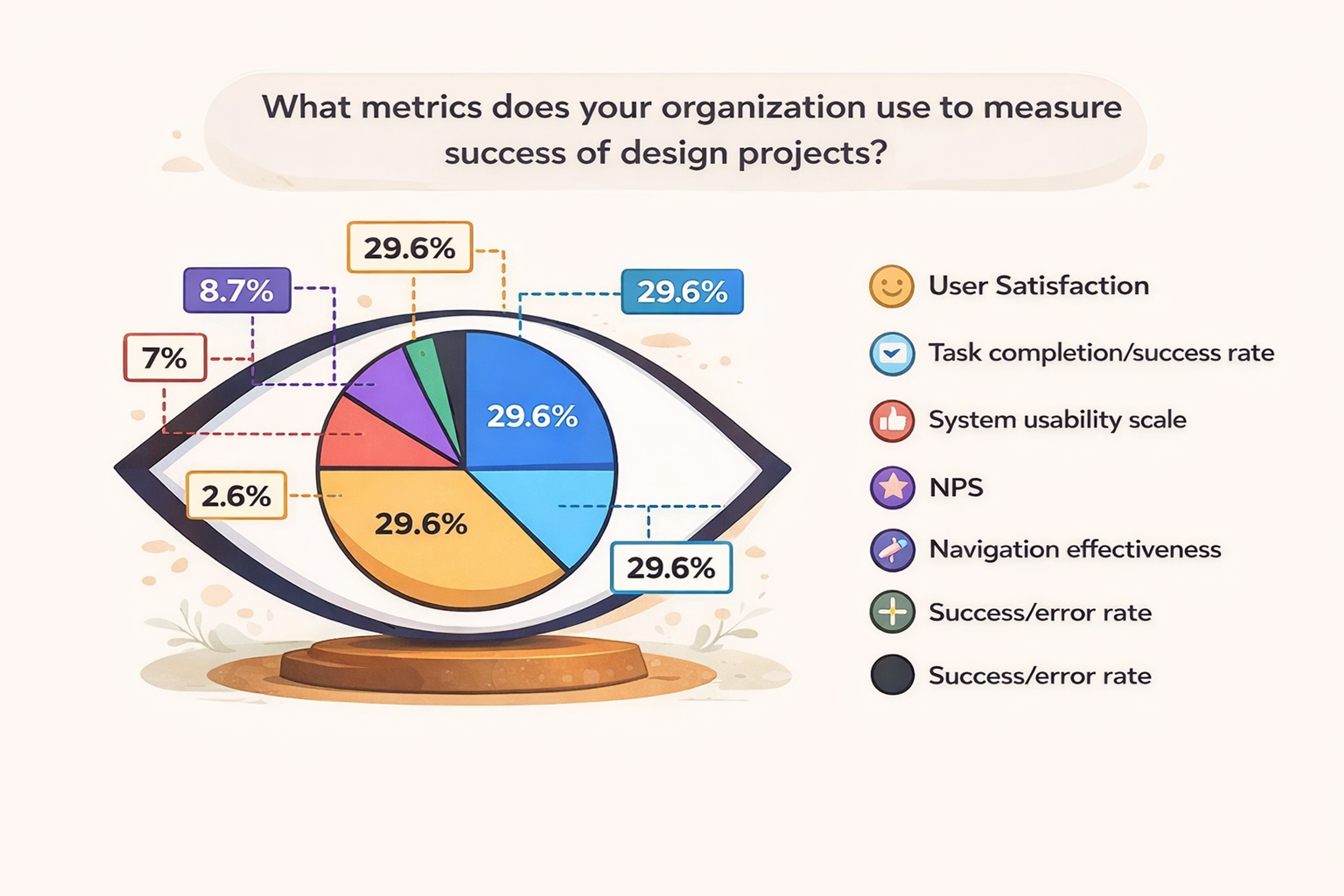 Design project success metrics visualized in a pie chart