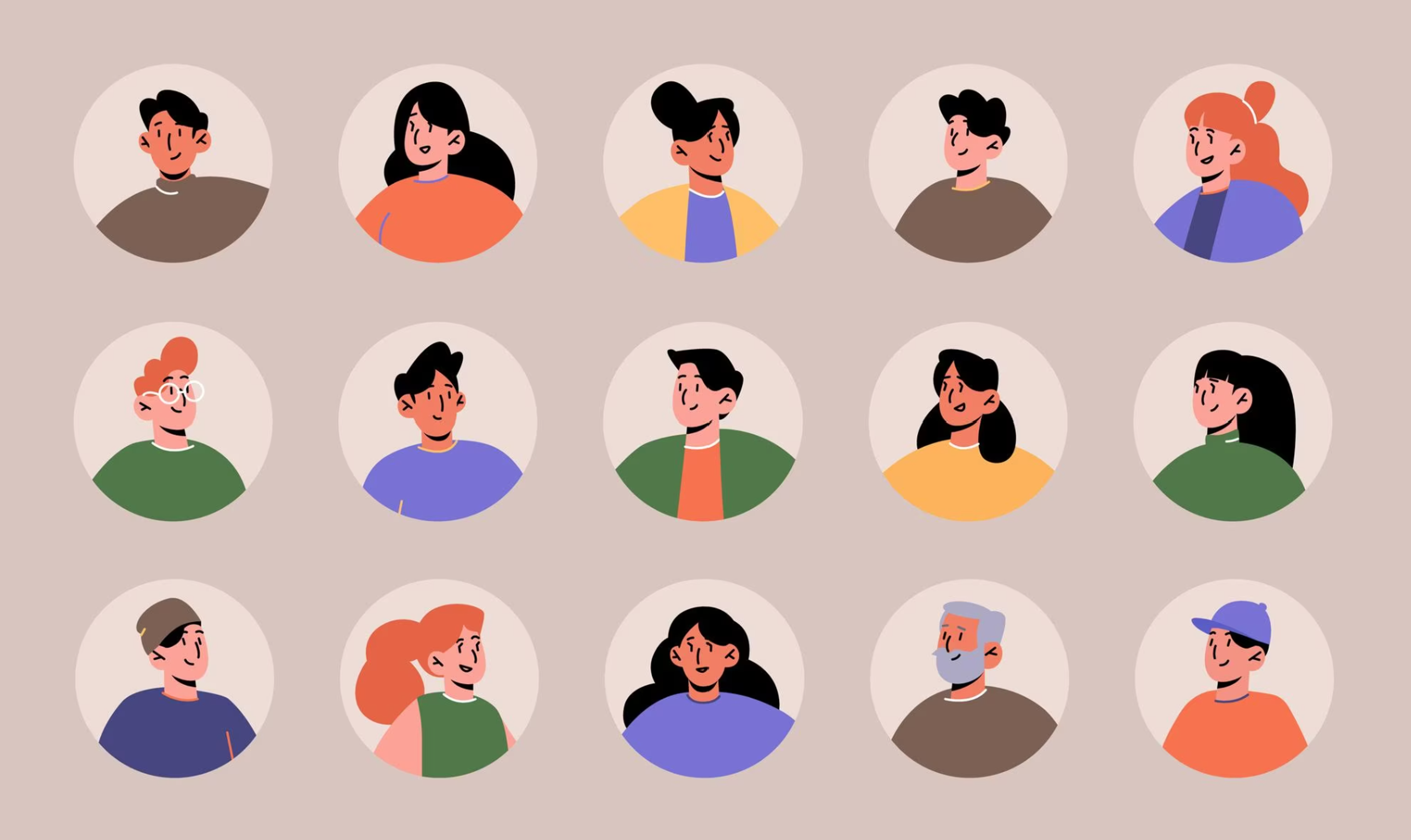 Illustration of diverse people in avatar-style portraits