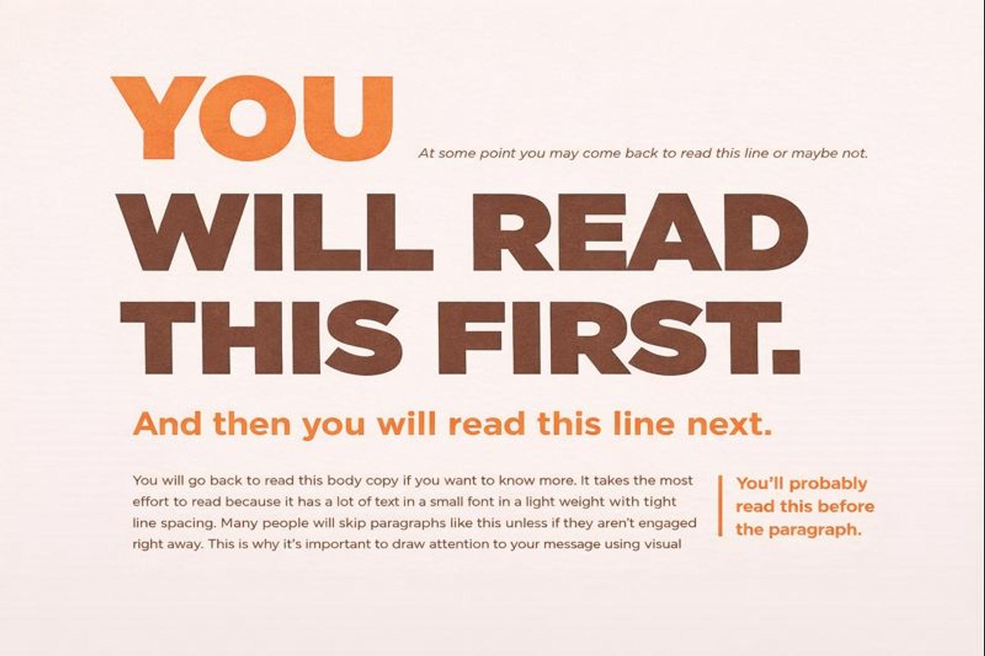 Visual hierarchy example with text emphasis