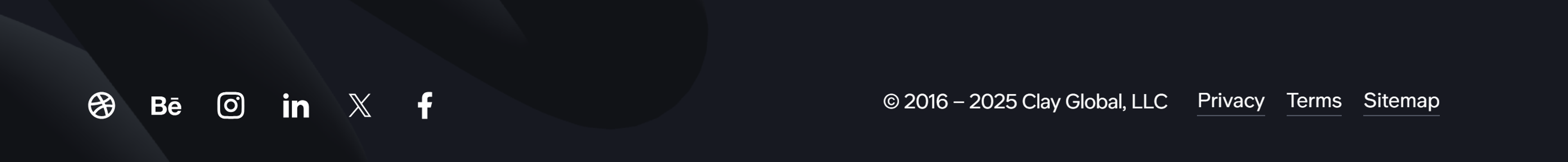 Clay Social Media Icons & Copyright in Footer