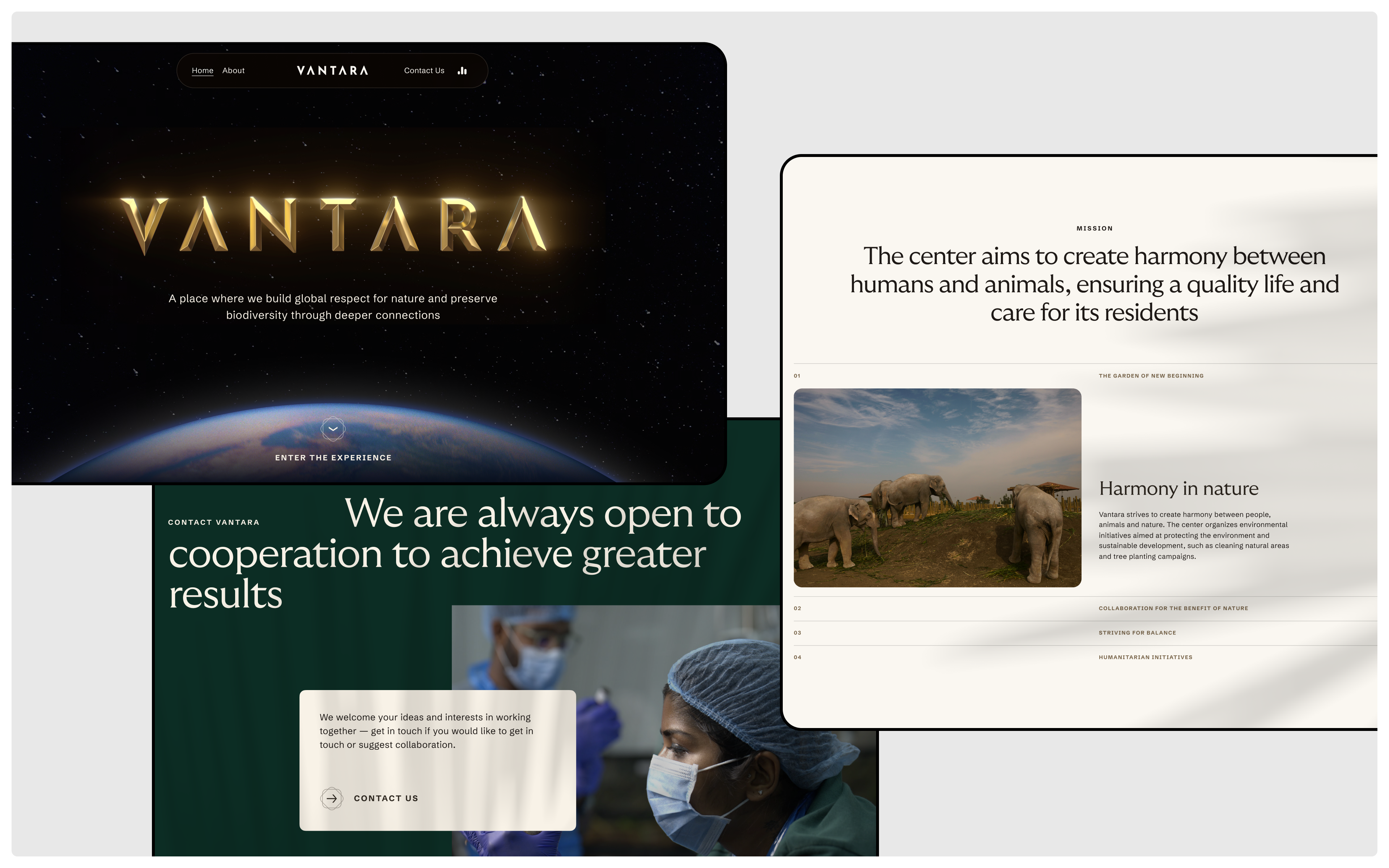 Vantara Website Screens