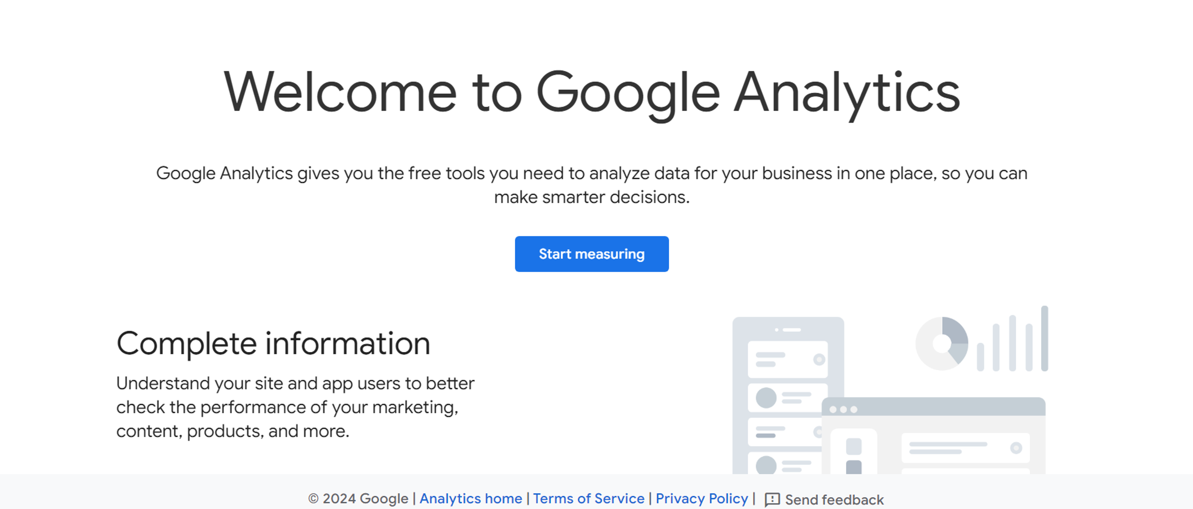 This image is the welcome screen for Google Analytics